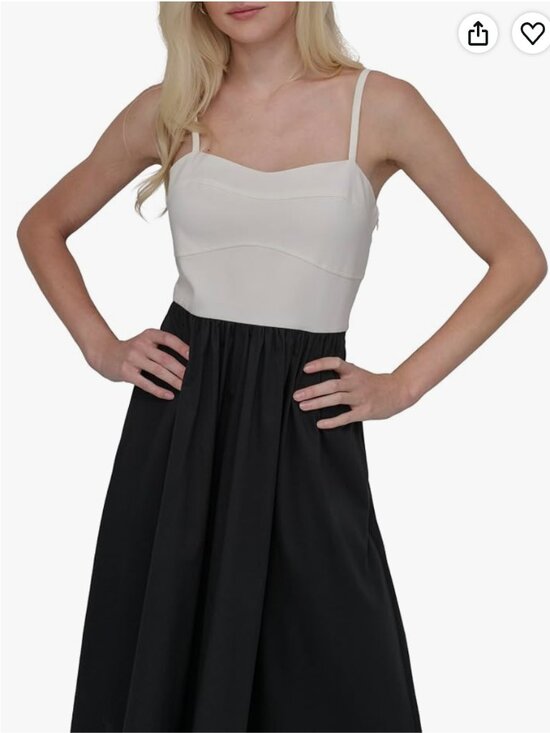 Dkny Dresses & Skirts - DKNY Two-Tone Black and White Midi Dress with Spaghetti Straps